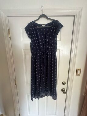 Lucky Brand Navy Blue Floral Midi Dress